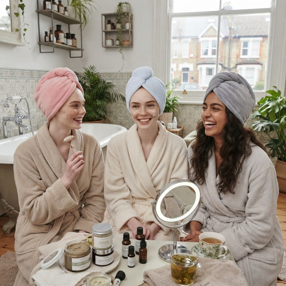 Bamboo Hair Wrap Towel 3-Pack & Microfiber Drying Turbans | Ultra-Absorbent Anti-Frizz Hair Caps for Women