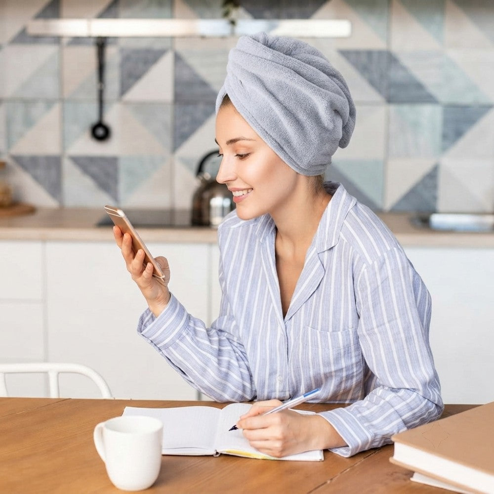 Bamboo Hair Wrap Towel 3-Pack & Microfiber Drying Turbans | Ultra-Absorbent Anti-Frizz Hair Caps for Women