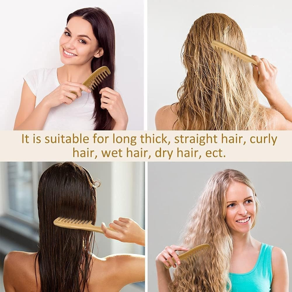 Handmade Wooden Comb with Wide Tooth for Women Sandalwood Detangling Hair Comb