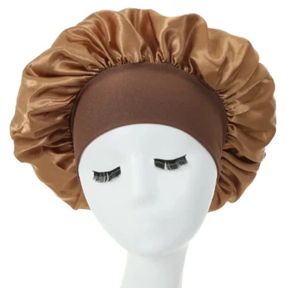 Satin Hair Bonnet for Women - Brown