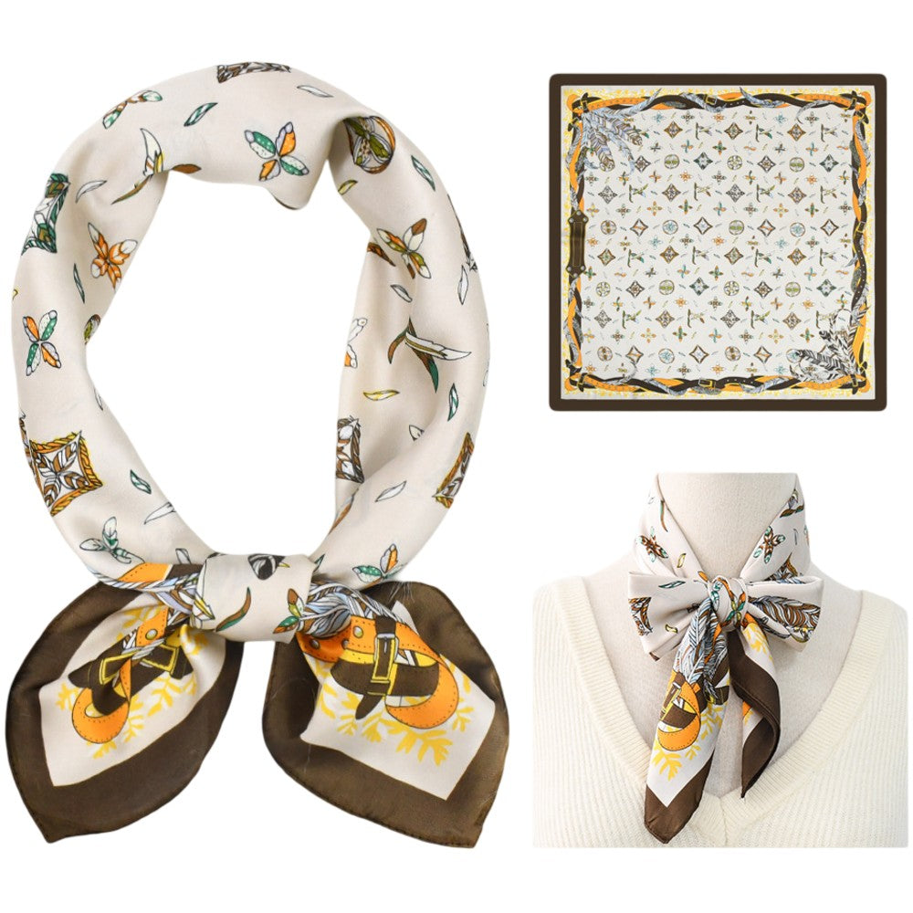 Satin Head Scarf Floral Print A01