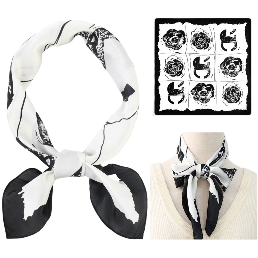 Satin Head Scarf Floral Print A05