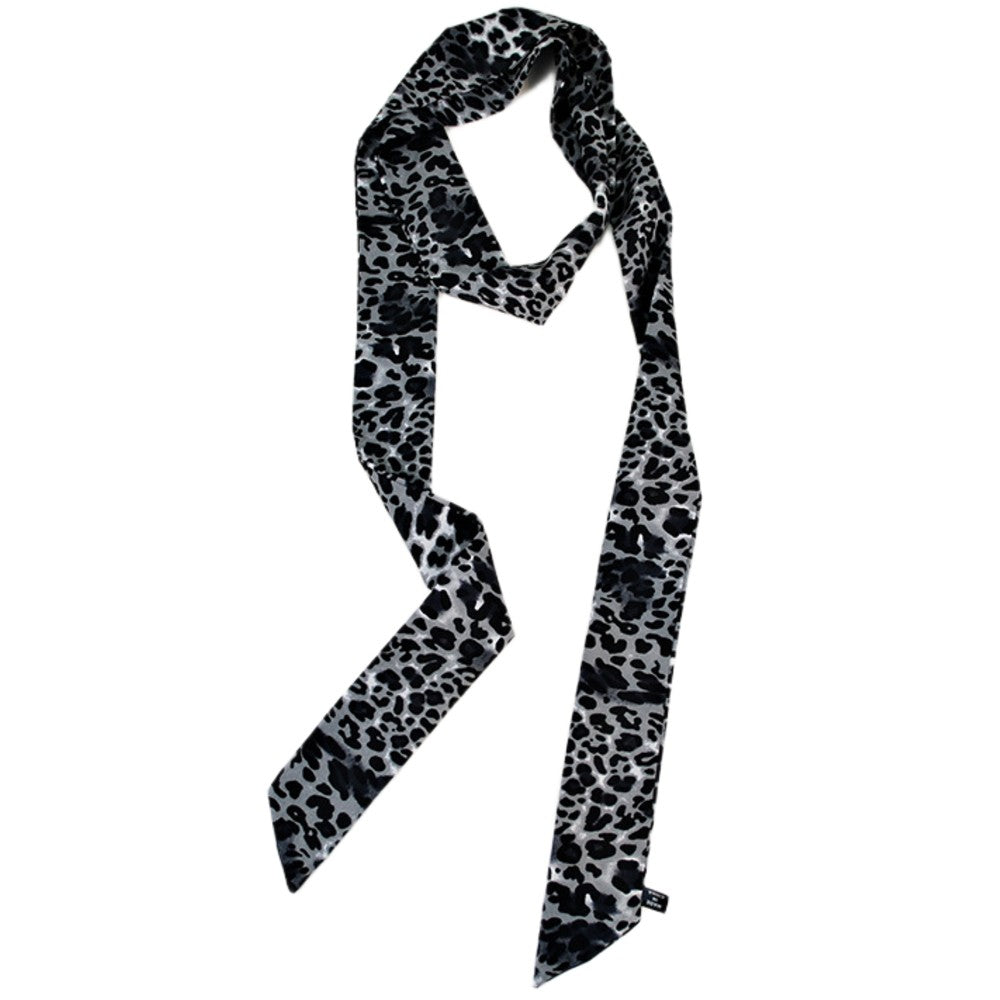 Satin Long Skinny Neck Scarf Necktie Headband Wrap Multi-Purpose Neckerchief - Animal Print