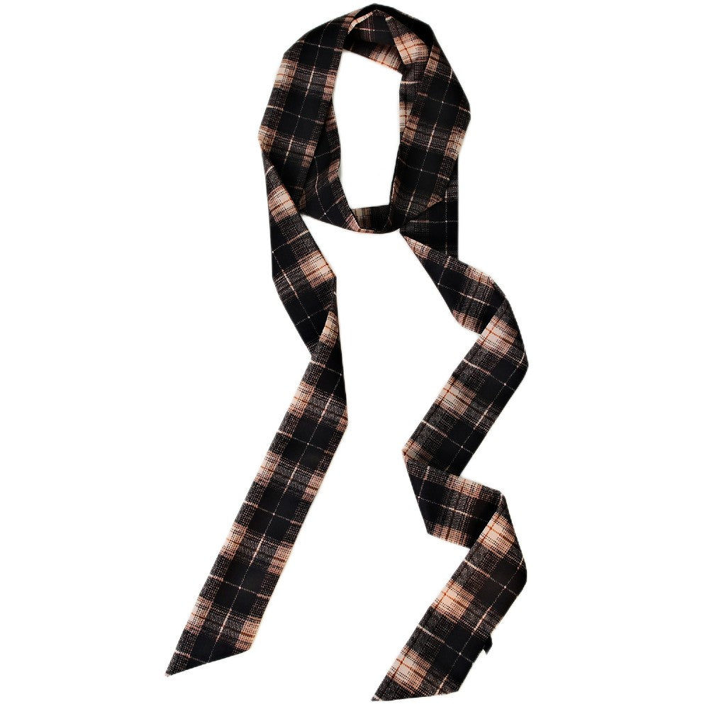 Satin Long Skinny Neck Scarf Necktie Headband Wrap Multi-Purpose Neckerchief - Geometric Print