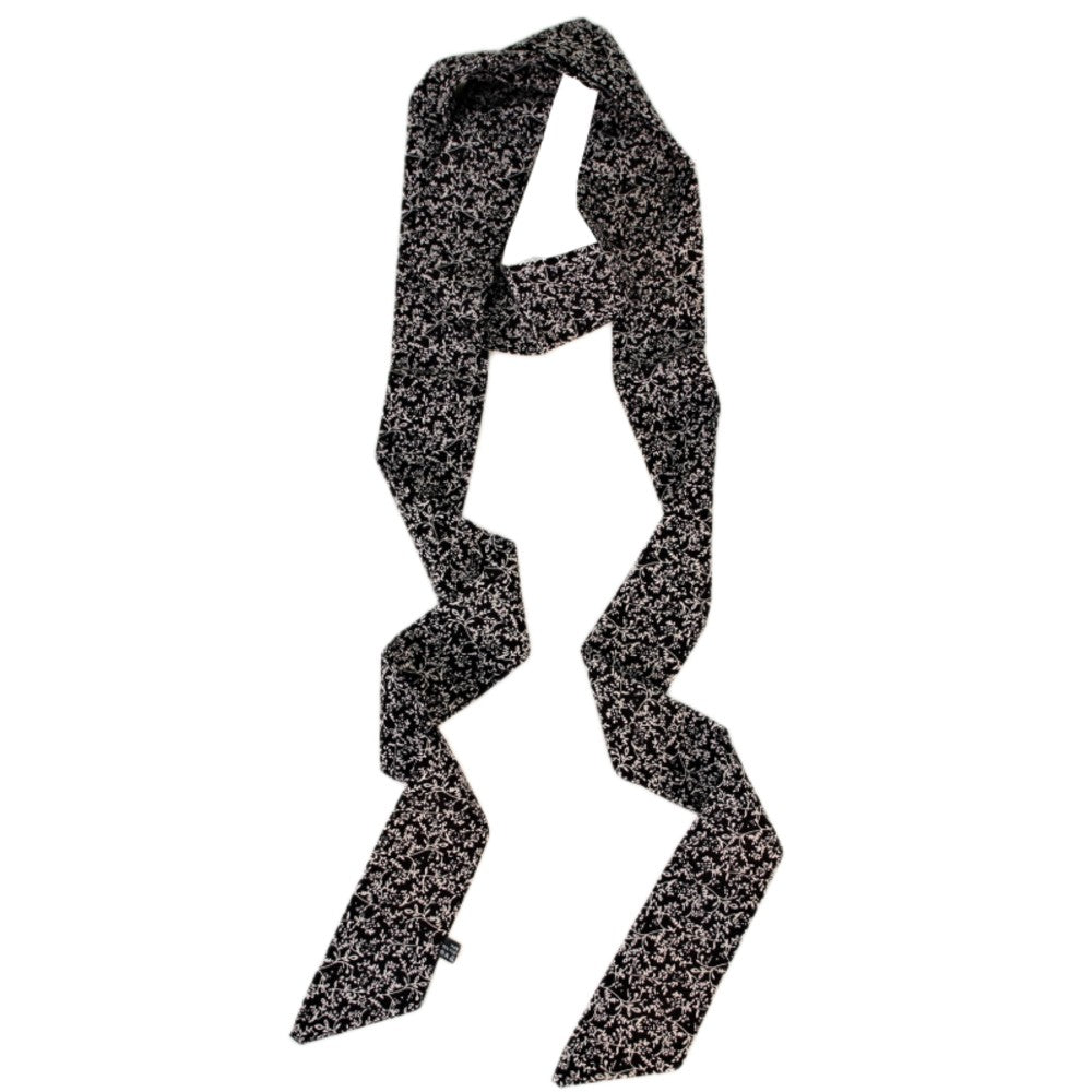 Satin Long Skinny Neck Scarf Necktie Headband Wrap Multi-Purpose Neckerchief - Floral Print