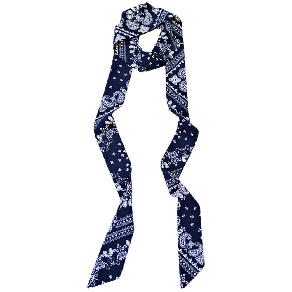 Satin Long Skinny Neck Scarf Necktie Headband Wrap Multi-Purpose Neckerchief - Geometric Print