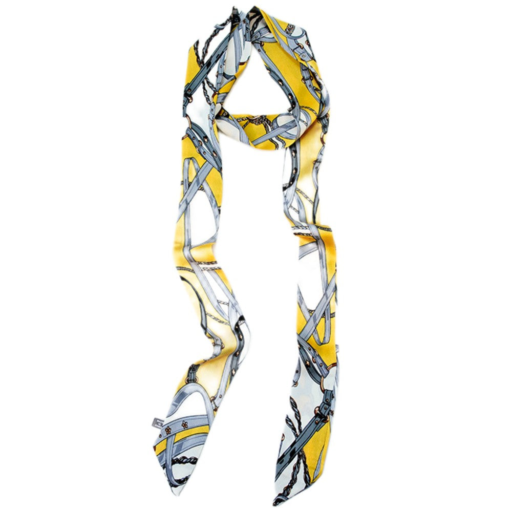 Satin Long Skinny Neck Scarf Necktie Headband Wrap Multi-Purpose Neckerchief - Geometric Print