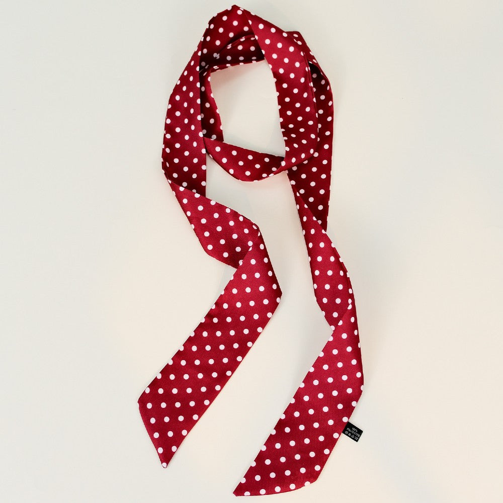 Satin Long Skinny Neck Scarf Necktie Headband Wrap Multi-Purpose Neckerchief - Polka Dots