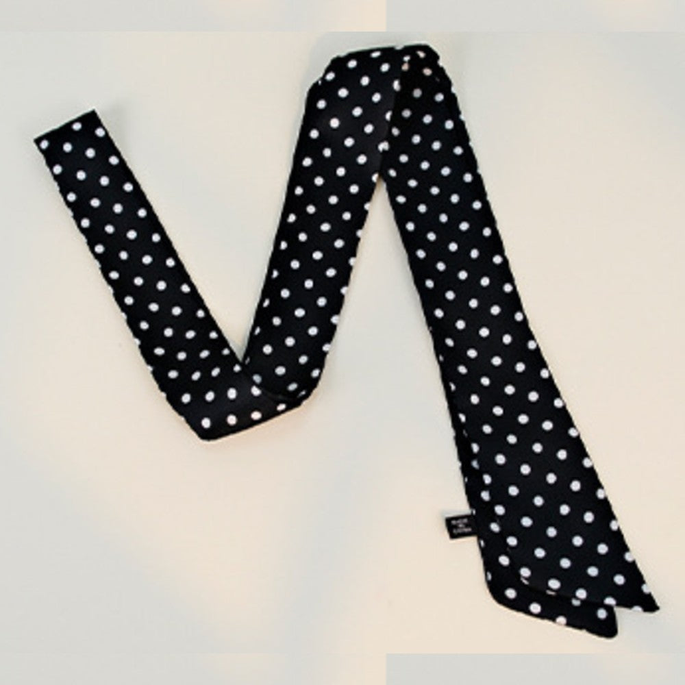 Satin Long Skinny Neck Scarf Necktie Headband Wrap Multi-Purpose Neckerchief - Polka Dots