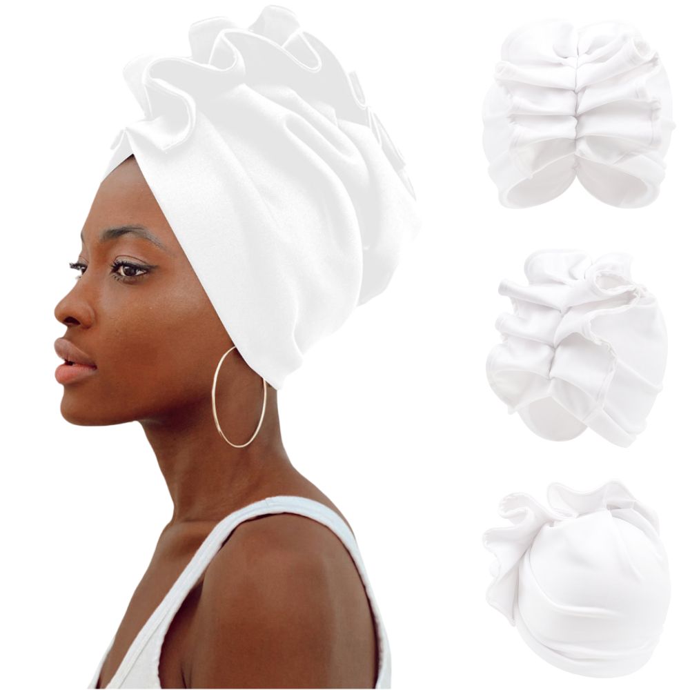 Ruffled Turban Headwrap for Women Elegant Head Scarf Chic Fashion Headwear