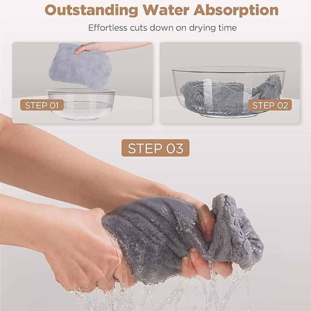 Bamboo Hair Wrap Towel 3-Pack & Microfiber Drying Turbans | Ultra-Absorbent Anti-Frizz Hair Caps for Women