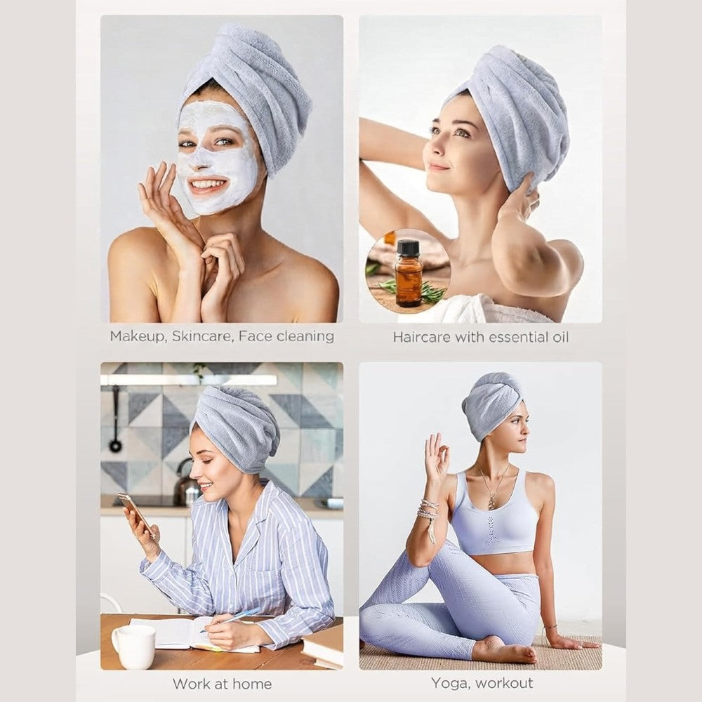 Bamboo Hair Wrap Towel 3-Pack & Microfiber Drying Turbans | Ultra-Absorbent Anti-Frizz Hair Caps for Women