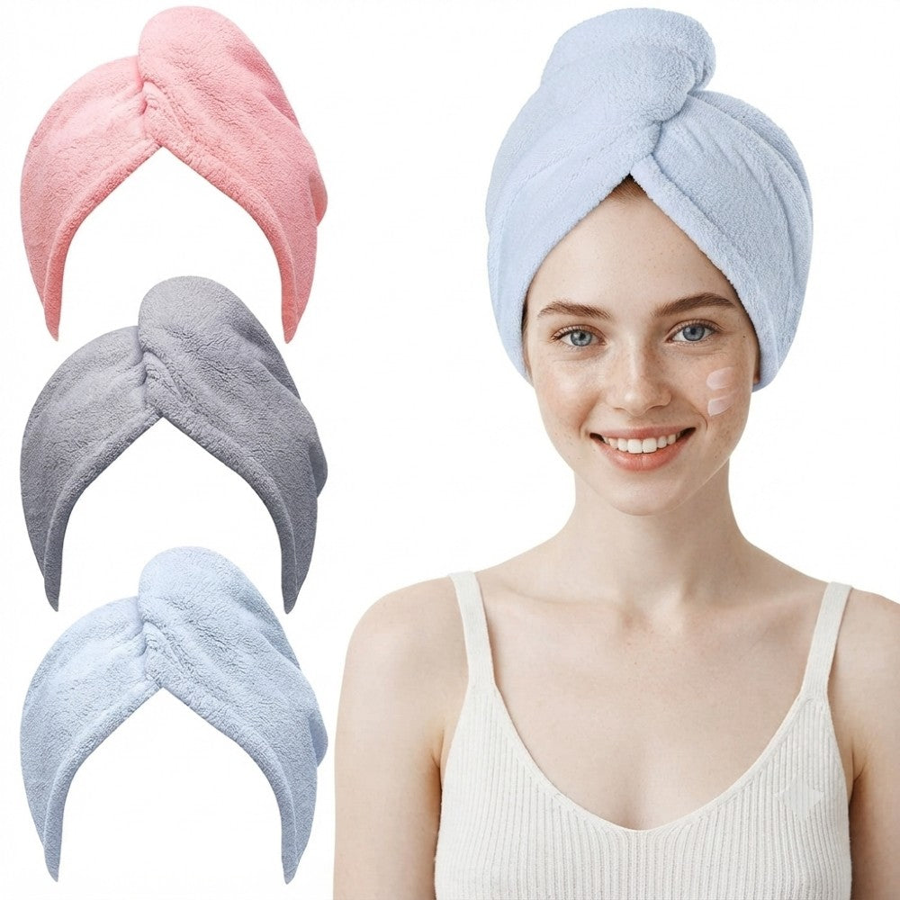 Bamboo Hair Wrap Towel 3-Pack & Microfiber Drying Turbans | Ultra-Absorbent Anti-Frizz Hair Caps for Women