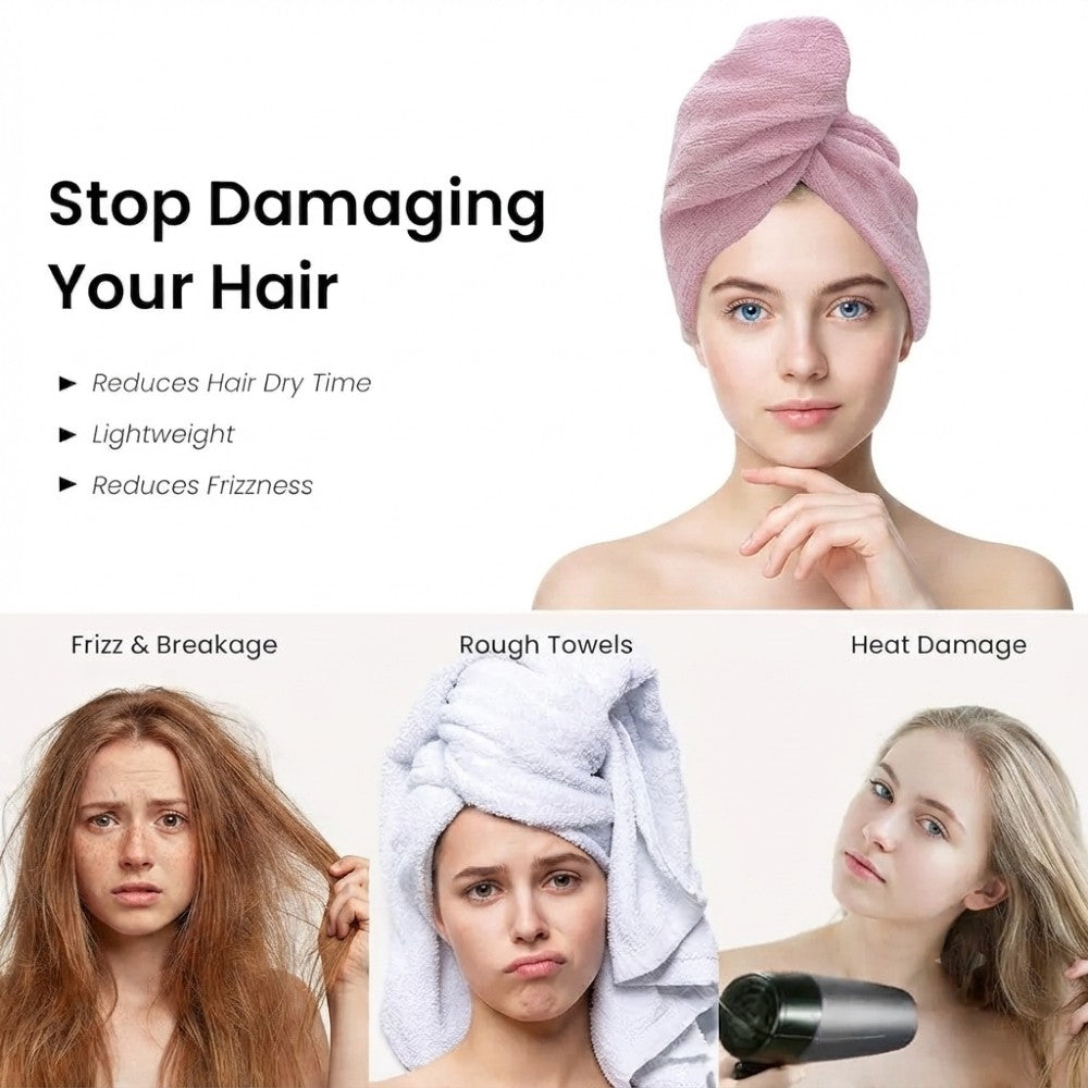 Bamboo Hair Wrap Towel 3-Pack & Microfiber Drying Turbans | Ultra-Absorbent Anti-Frizz Hair Caps for Women