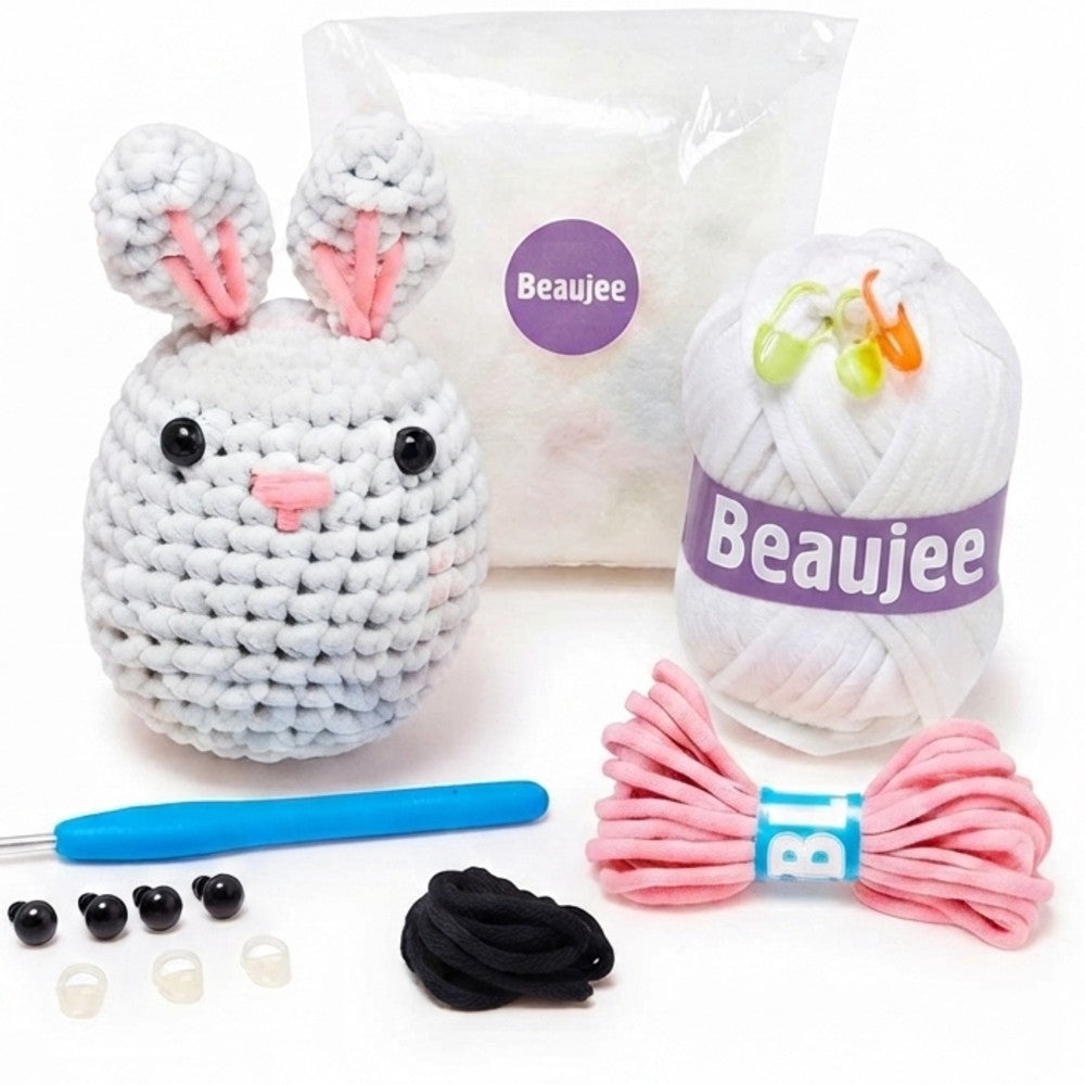 Crochet DIY Kit for Beginners – Amigurumi Craft Set with Yarn Stuffing and Crochet Hook
