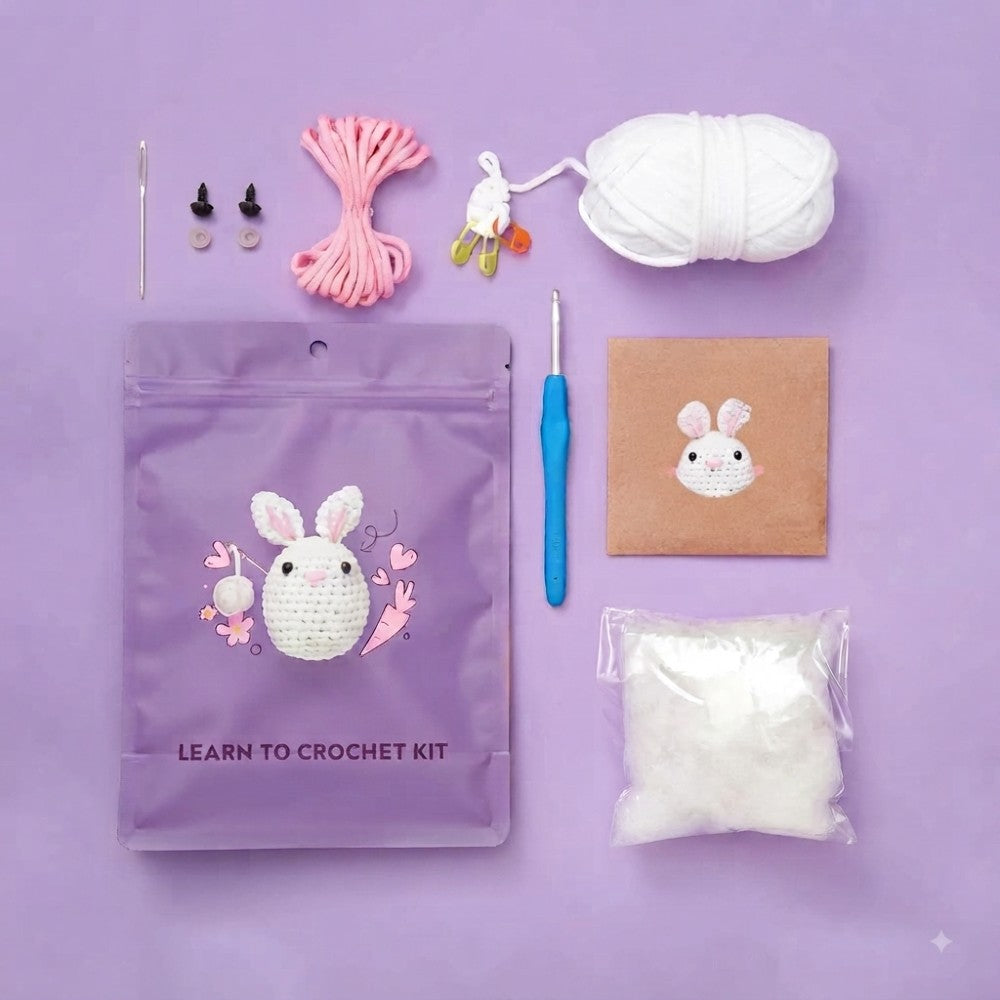 Crochet DIY Kit for Beginners – Amigurumi Craft Set with Yarn Stuffing and Crochet Hook