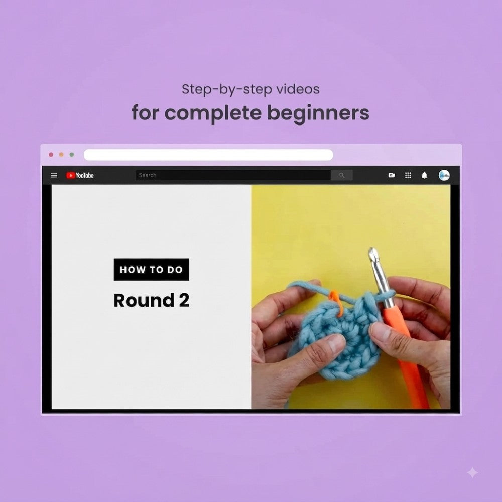 Crochet DIY Kit for Beginners – Amigurumi Craft Set with Yarn Stuffing and Crochet Hook