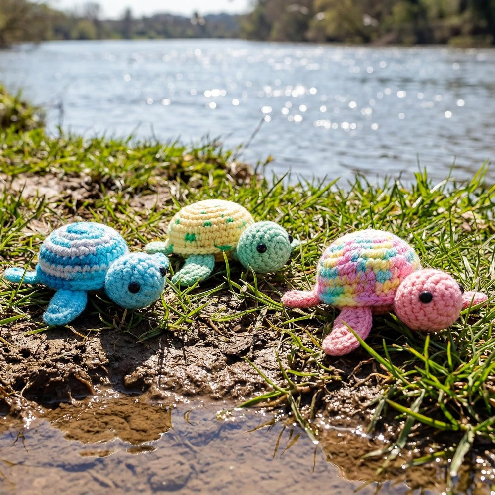Beginner Crochet Kit - DIY Turtles Craft Set for Adults & Kids Includes Pattern Yarn Crochet Hook & Supplies