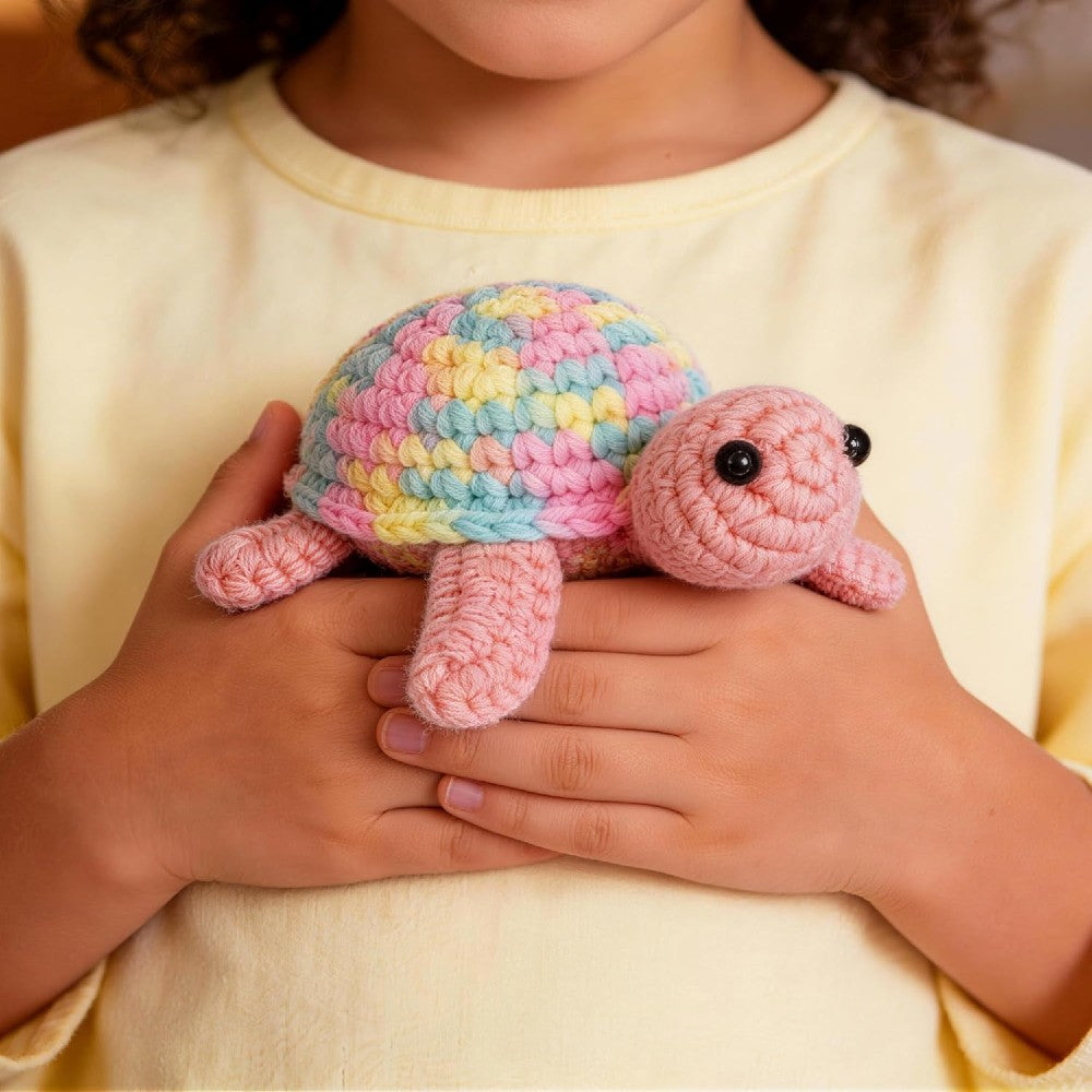 Beginner Crochet Kit - DIY Turtles Craft Set for Adults & Kids Includes Pattern Yarn Crochet Hook & Supplies