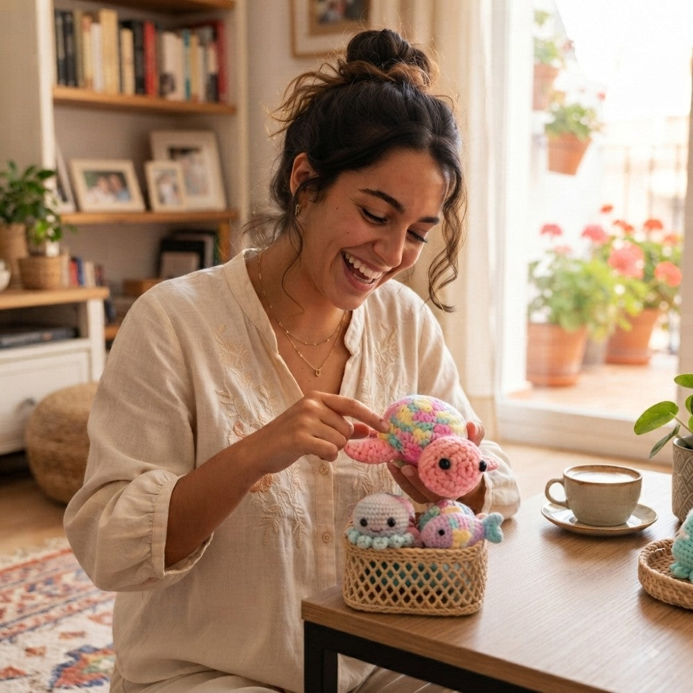 Beginner Crochet Kit - DIY Turtles Craft Set for Adults & Kids Includes Pattern Yarn Crochet Hook & Supplies