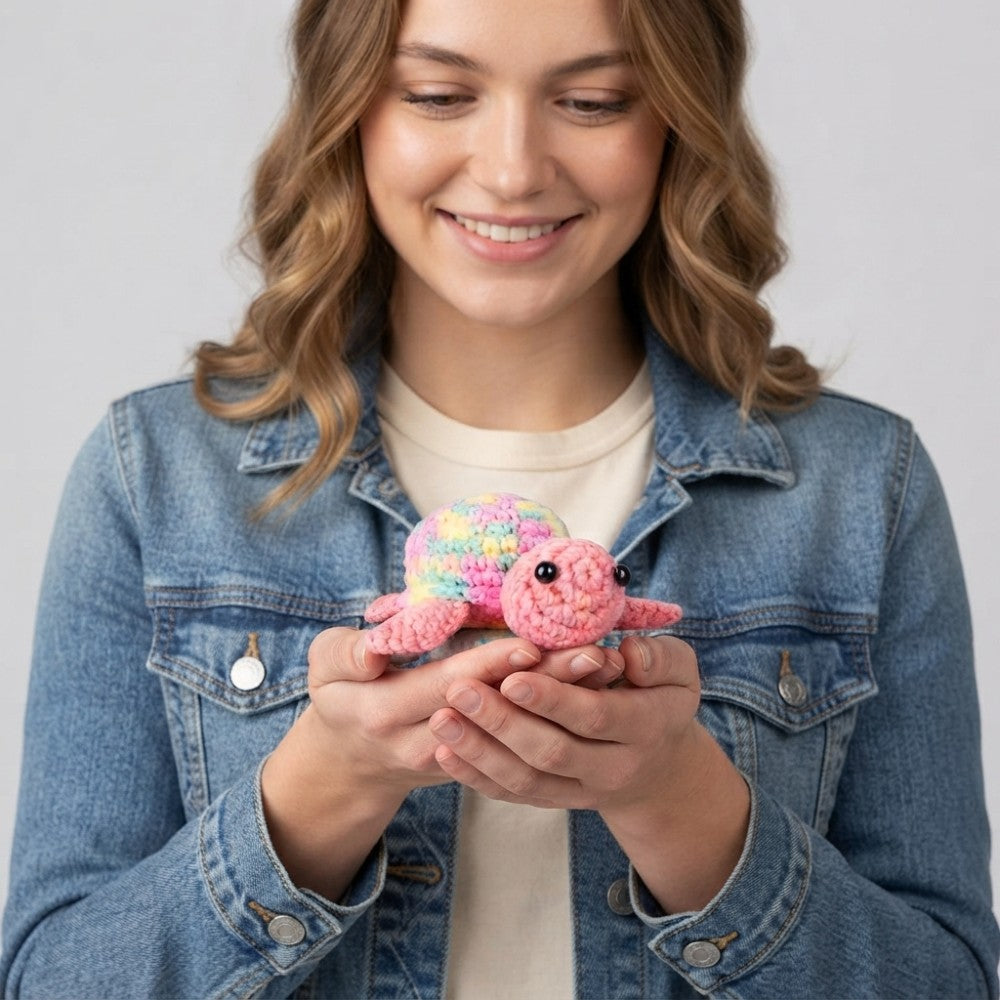 Beginner Crochet Kit - DIY Turtles Craft Set for Adults & Kids Includes Pattern Yarn Crochet Hook & Supplies