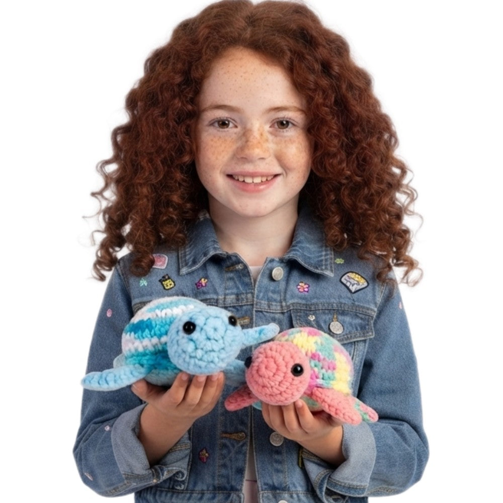 Beginner Crochet Kit - DIY Turtles Craft Set for Adults & Kids Includes Pattern Yarn Crochet Hook & Supplies