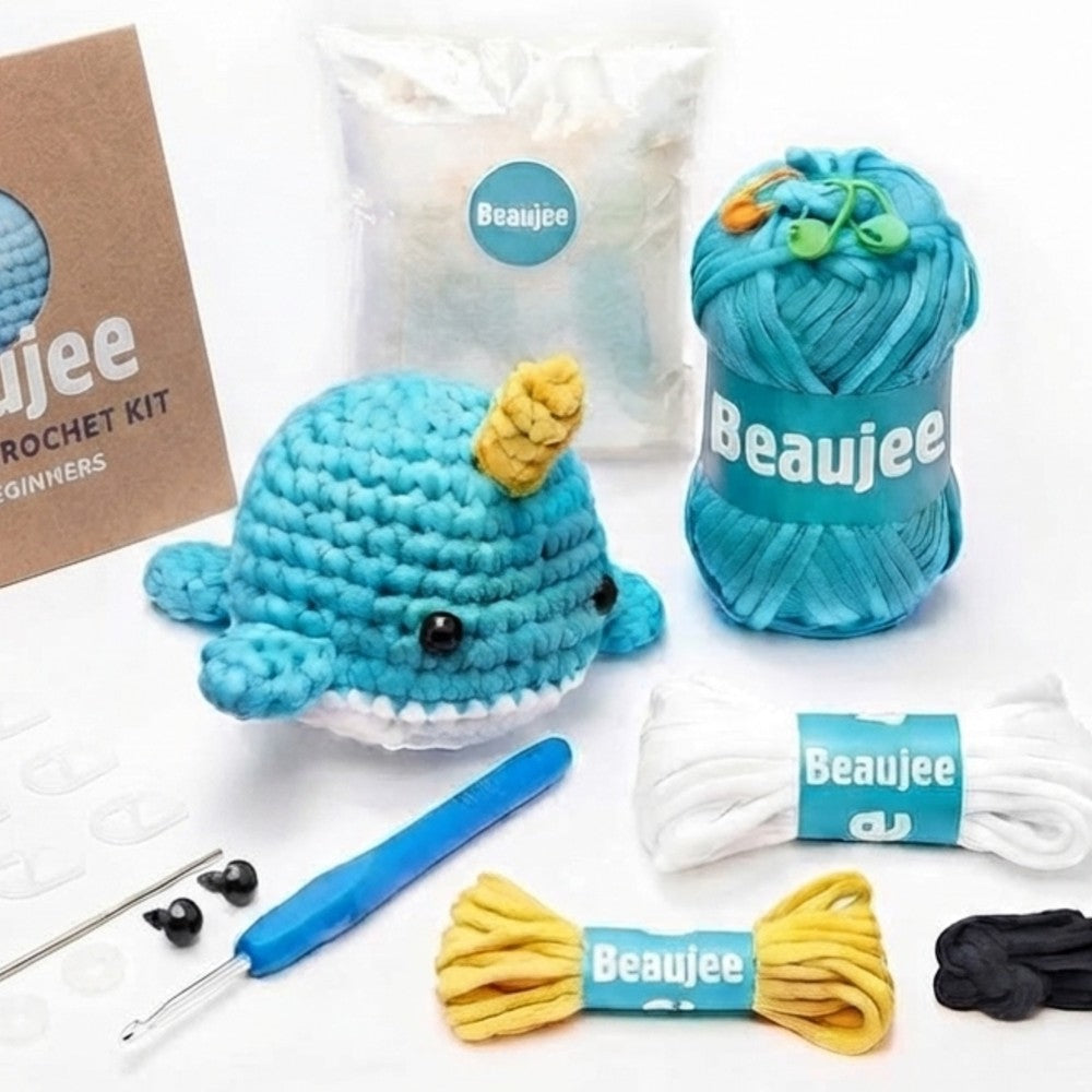 Crochet DIY Kit for Beginners – Amigurumi Craft Set with Yarn Stuffing and Crochet Hook