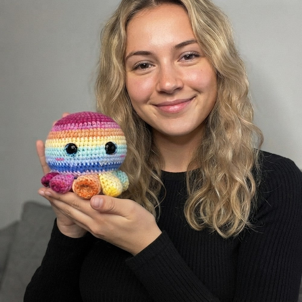 Beginner Crochet Kit - DIY Octopus Craft Set for Adults & Kids Includes Pattern Yarn Crochet Hook & Supplies