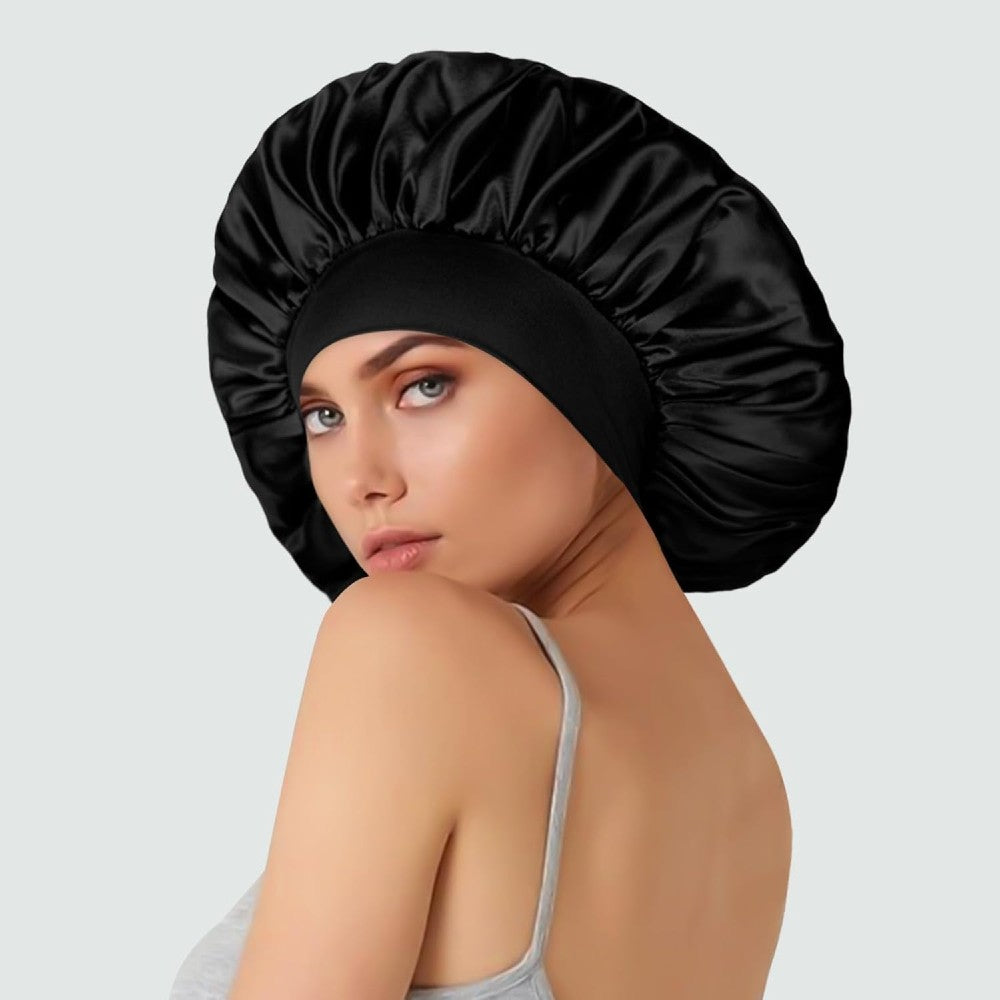 Luxury Satin Hair Bonnet Oversized Hair Wrap Retains Moisture Anti-Frizz Sleep Cap for Natural Hair
