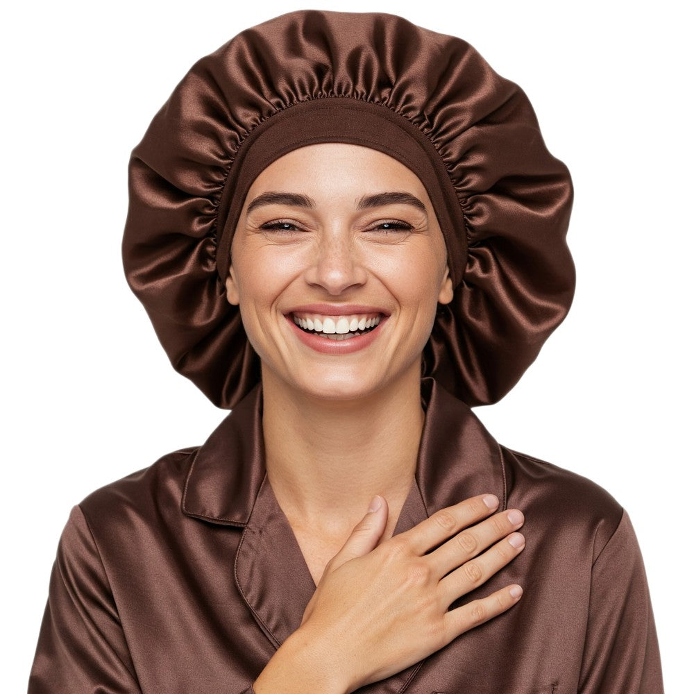 Luxury Satin Hair Bonnet Oversized Hair Wrap Retains Moisture Anti-Frizz Sleep Cap for Natural Hair
