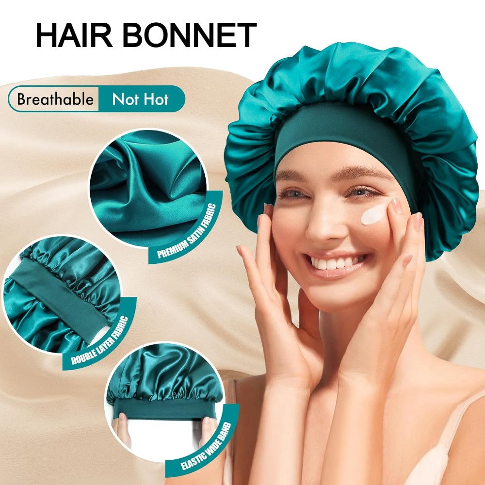 Luxury Satin Hair Bonnet Oversized Hair Wrap Retains Moisture Anti-Frizz Sleep Cap for Natural Hair