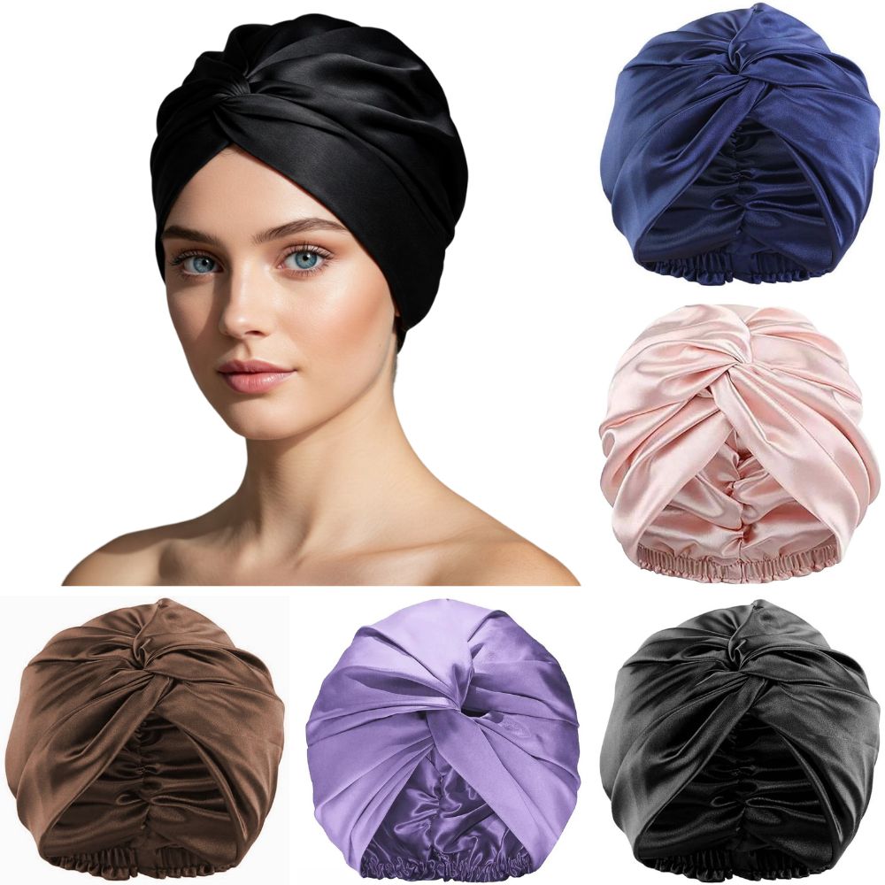Satin Hair Bonnet for Sleeping Double Layer Hair Wrap Sleep Cap Turban