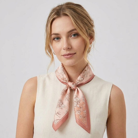 100% Mulberry Silk Square Scarf 16 Momme Floral Printed Lightweight Botanical Neck Scarf 68x68cm
