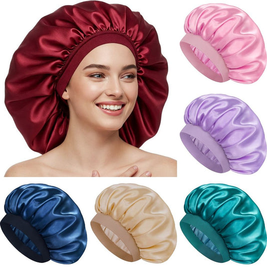 Luxury Satin Hair Bonnet Oversized Hair Wrap Retains Moisture Anti-Frizz Sleep Cap for Natural Hair