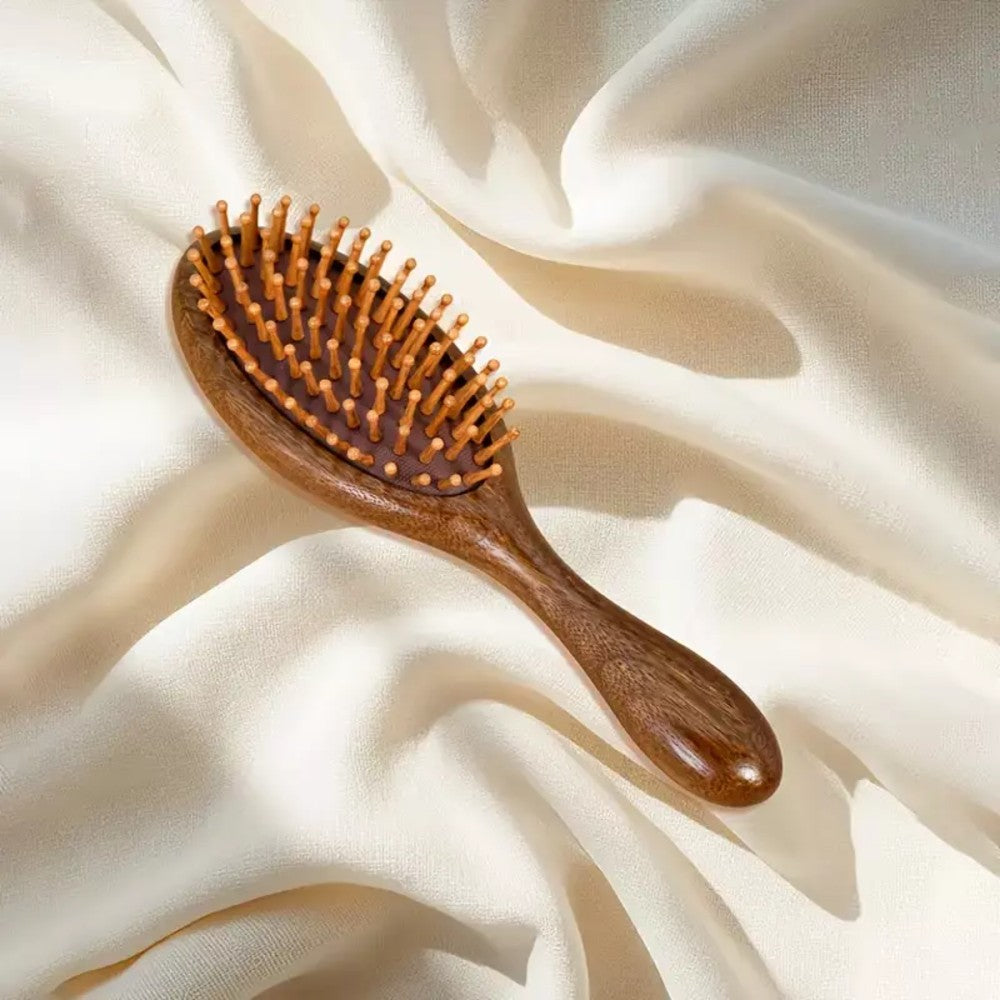 Natural Sandalwood Air Cushion Hair Brush Fine Teeth Scalp Massage Wooden Comb