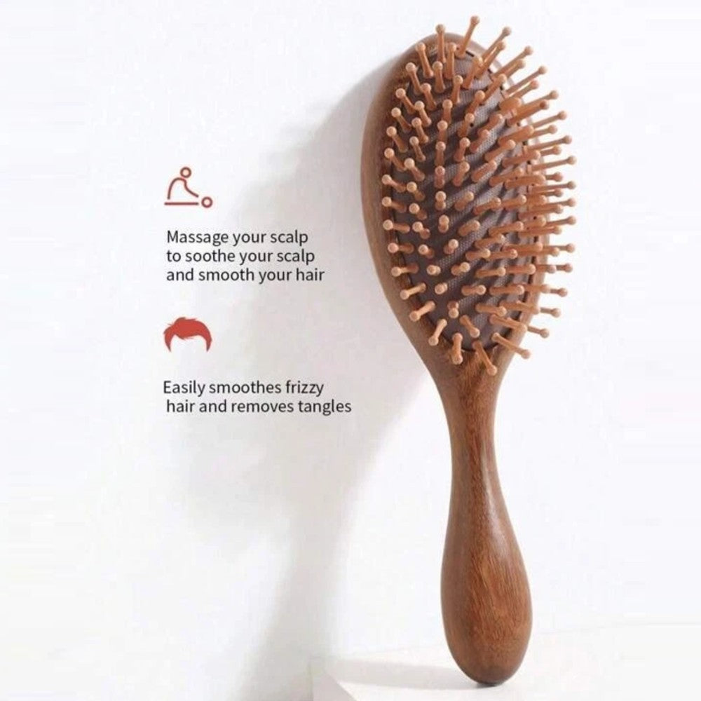Natural Sandalwood Air Cushion Hair Brush Fine Teeth Scalp Massage Wooden Comb