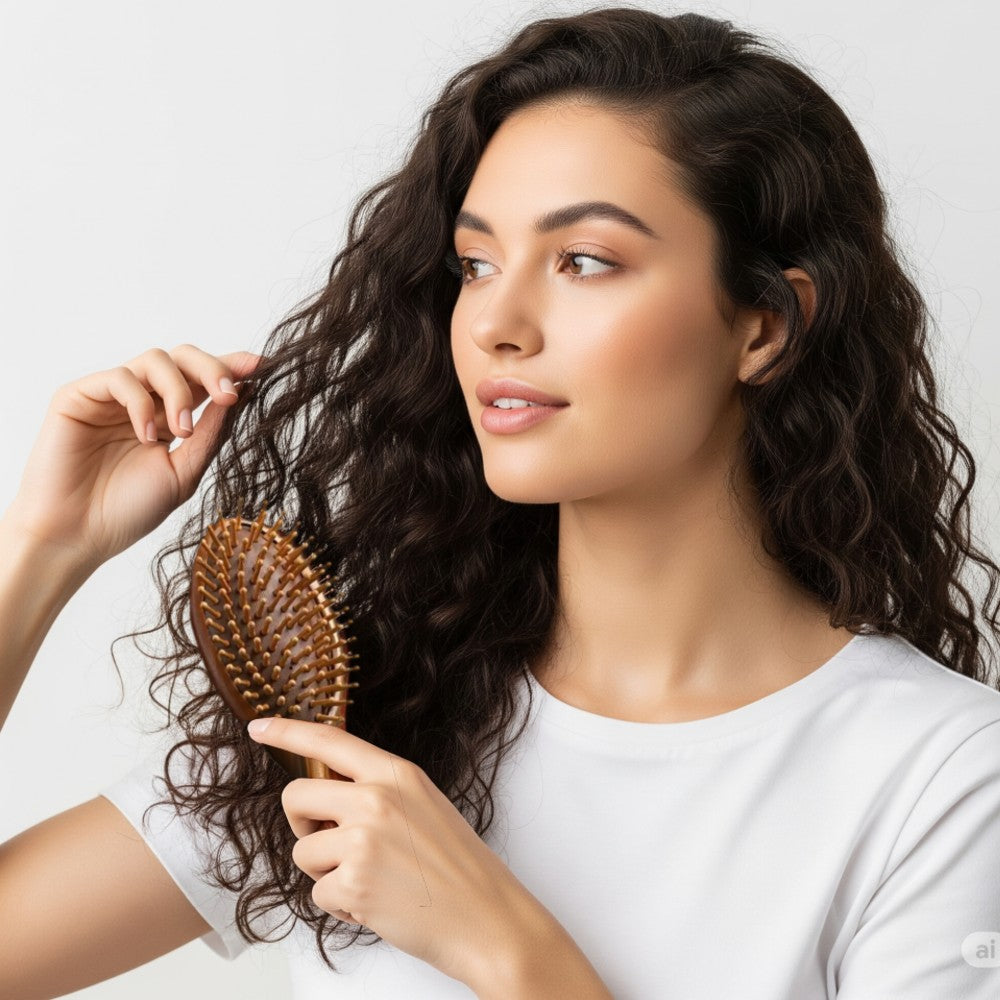 Natural Sandalwood Air Cushion Hair Brush Fine Teeth Scalp Massage Wooden Comb