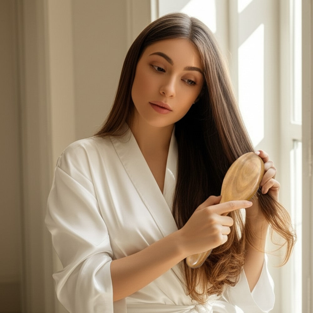 Natural Sandalwood Air Cushion Hair Brush Fine Teeth Scalp Massage Wooden Comb