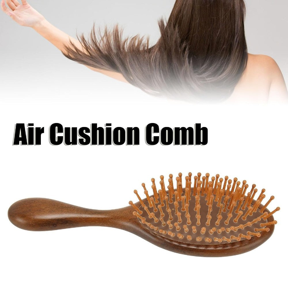 Natural Sandalwood Air Cushion Hair Brush Fine Teeth Scalp Massage Wooden Comb