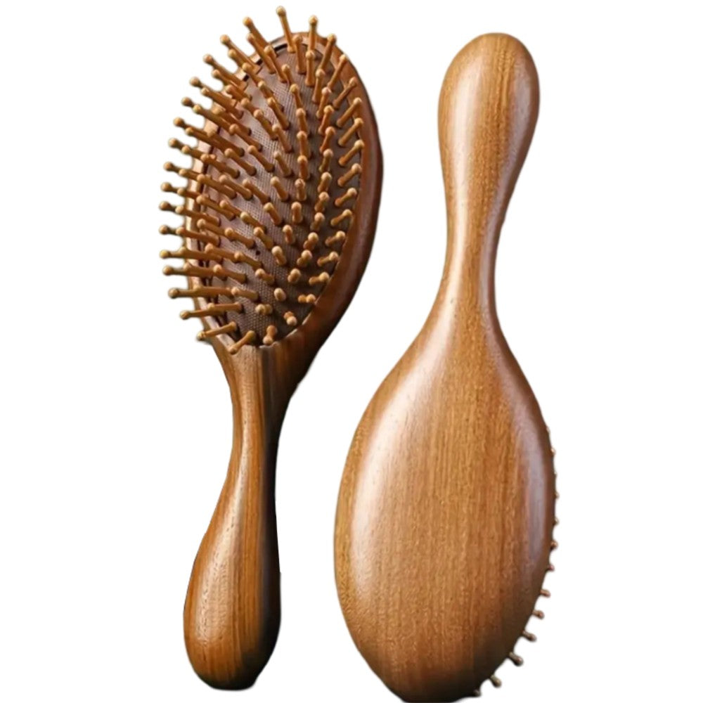 Natural Sandalwood Air Cushion Hair Brush Fine Teeth Scalp Massage Wooden Comb