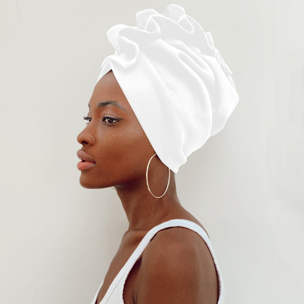 Ruffled Turban Headwrap for Women Elegant Head Scarf Chic Fashion Headwear