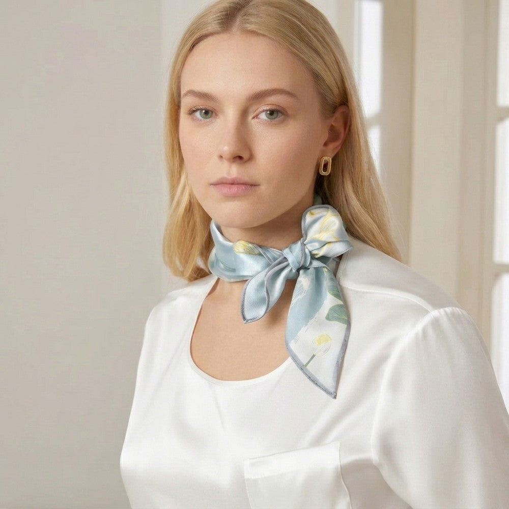 100% Mulberry Silk Square Scarf 16 Momme 53x53cm Luxury Neckwear and Handbag Accessory for Gifts
