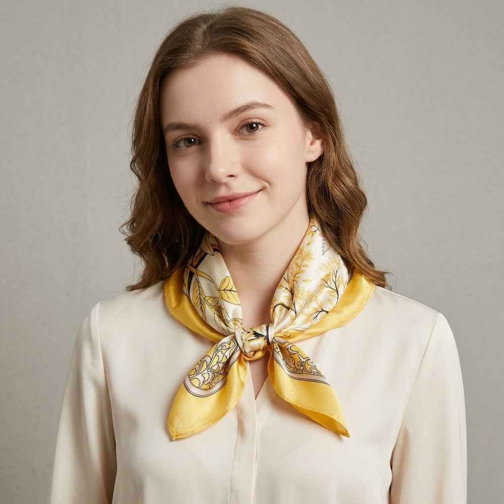100% Mulberry Silk Square Scarf 16 Momme 53x53cm Luxury Neckwear and Handbag Accessory for Gifts