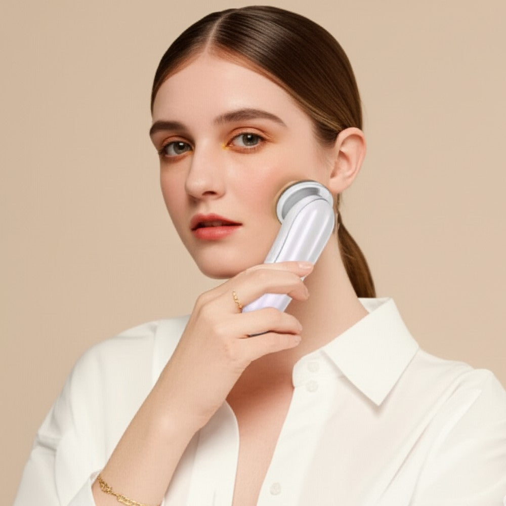 LED Photon Therapy Facial Massager | 4-in-1 Skin Rejuvenation & Lifting Device for Home Use, Spa, and Travel