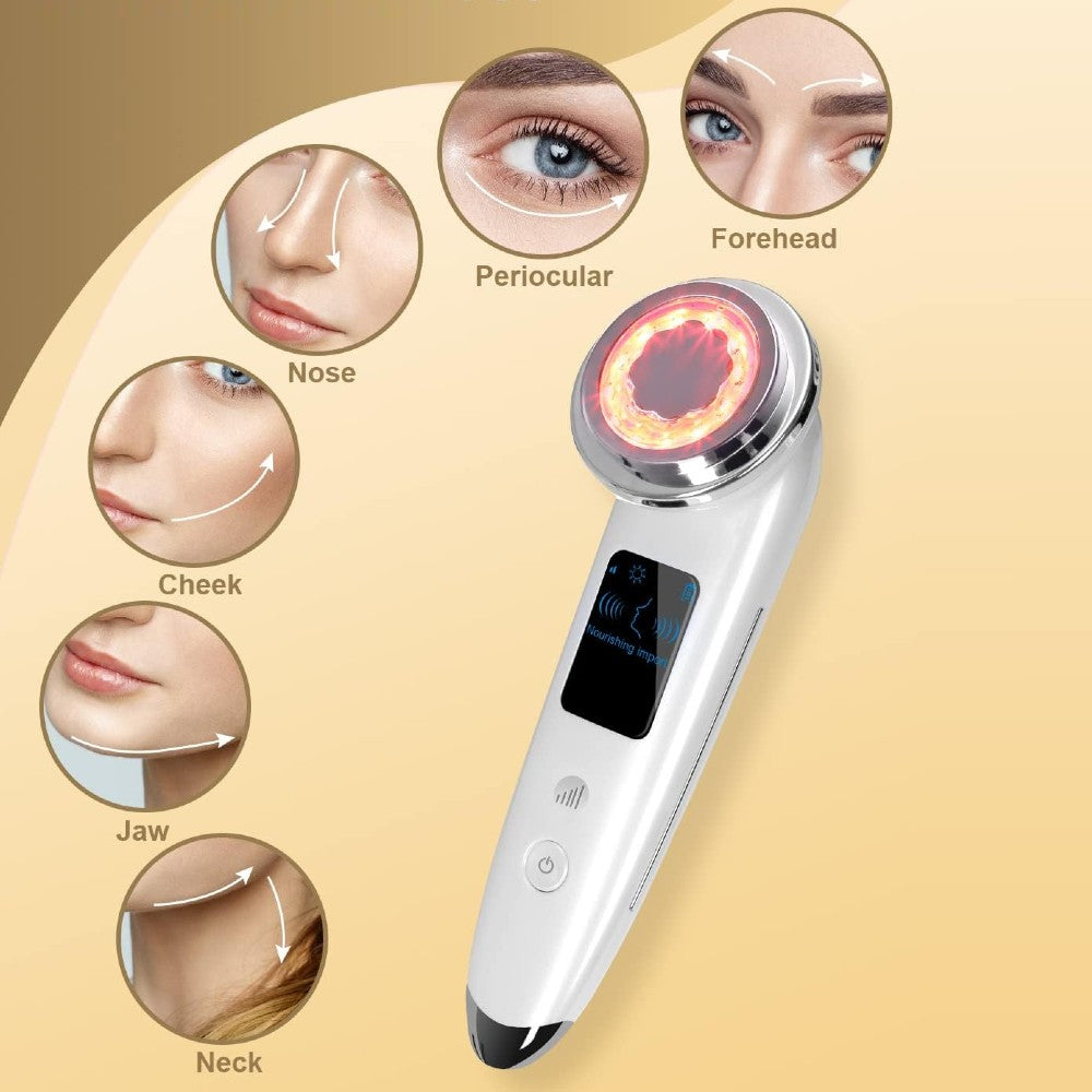 LED Photon Therapy Facial Massager | 4-in-1 Skin Rejuvenation & Lifting Device for Home Use, Spa, and Travel