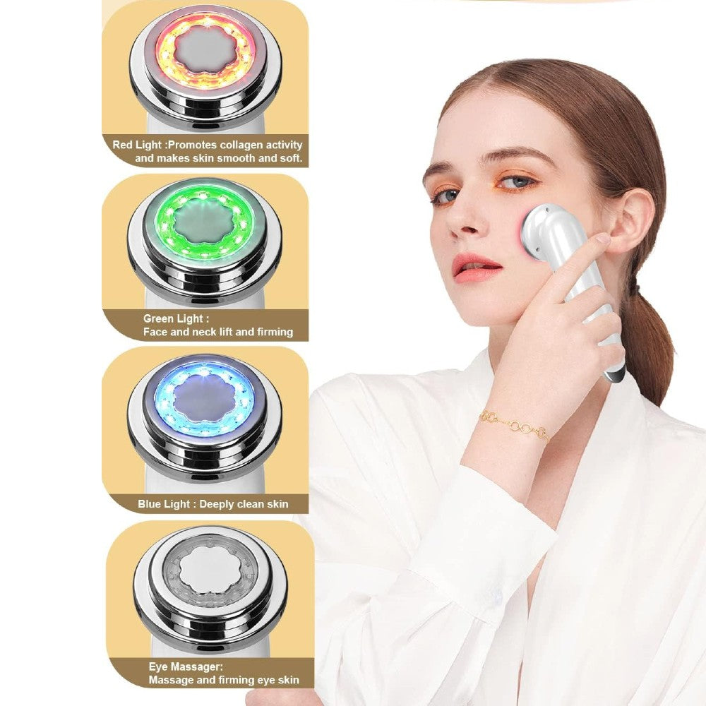 LED Photon Therapy Facial Massager | 4-in-1 Skin Rejuvenation & Lifting Device for Home Use, Spa, and Travel