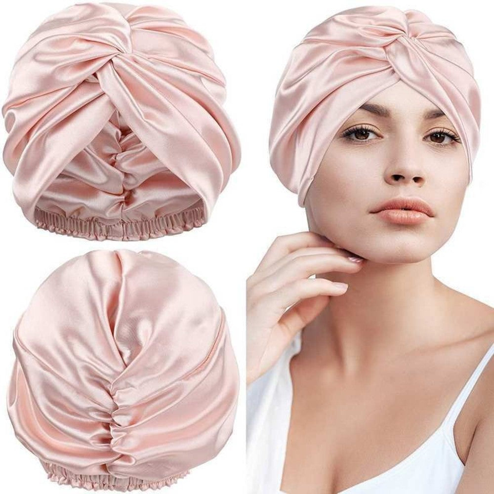 Satin Hair Bonnet for Sleeping Double Layer Hair Wrap Sleep Cap Turban