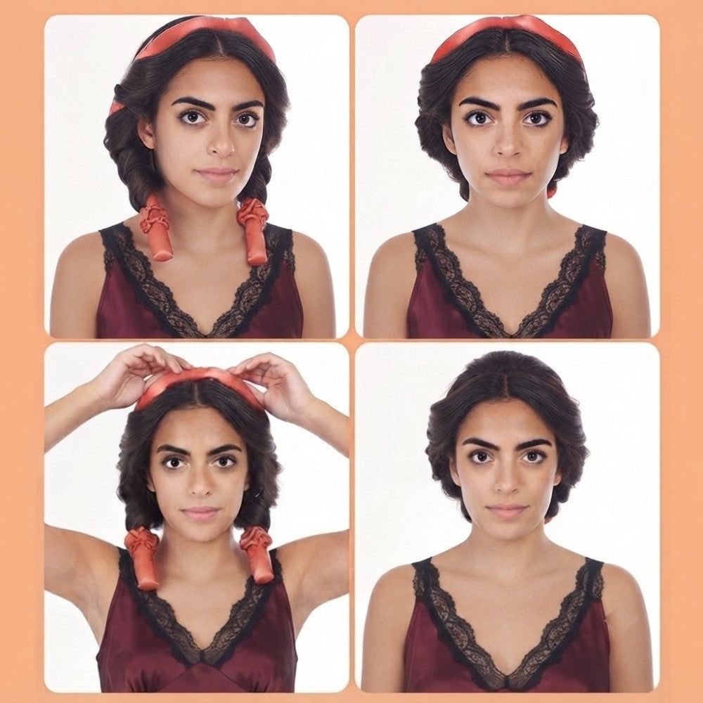 Heatless Hair Curler Headband Satin Overnight Hair Styling Set for Bouncy Waves