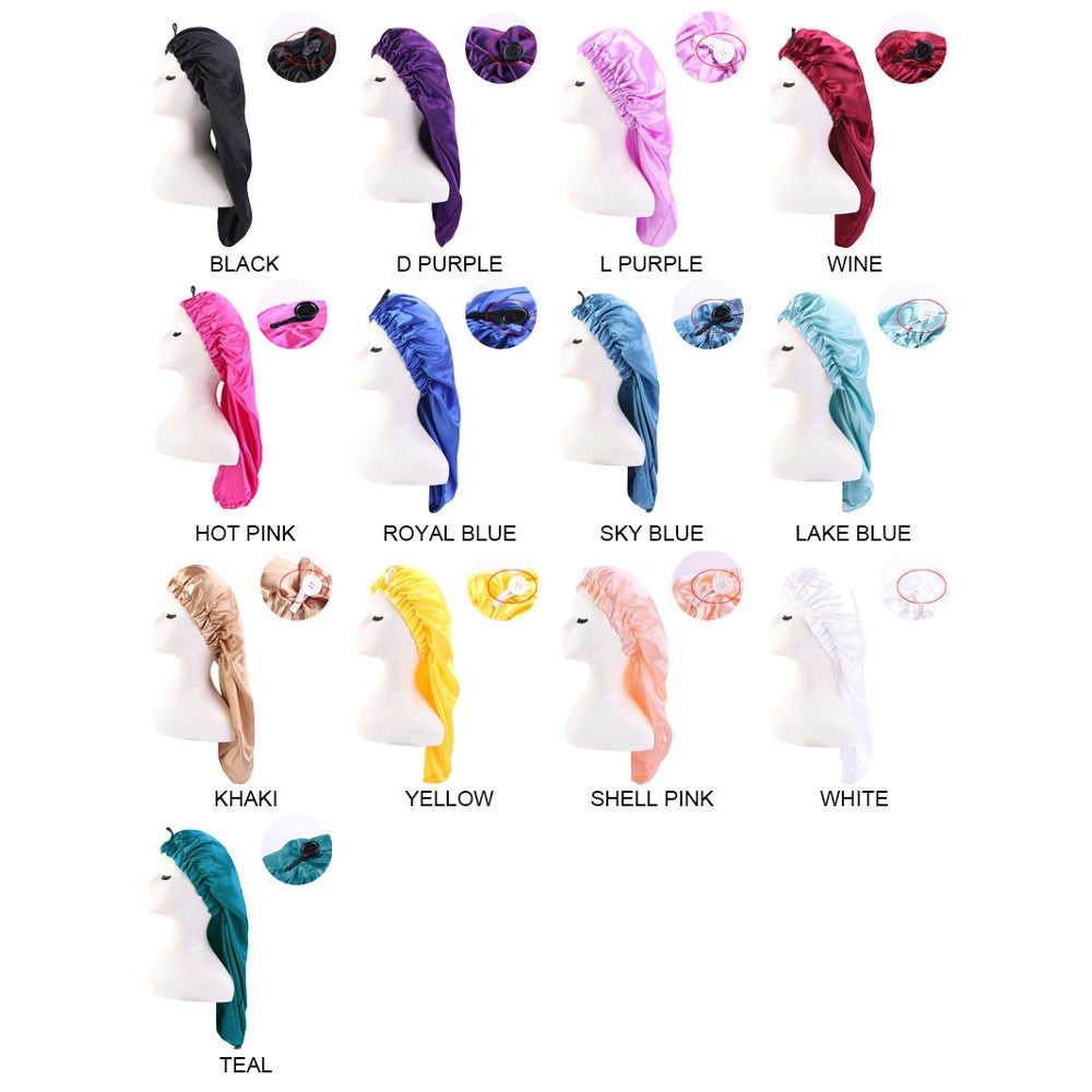 Satin Hair Bonnet for Sleeping Adjustable Sleep Cap for Women Natural Curly Hair