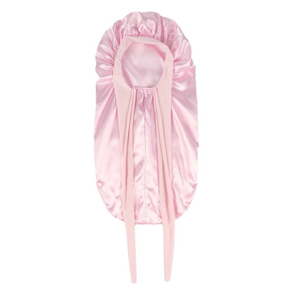 Satin Hair Bonnet for Long Curly Hair - Blue